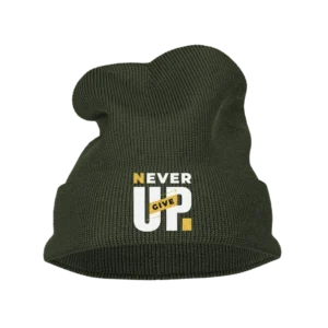 Never Give Up Embroidered Beanie Hat