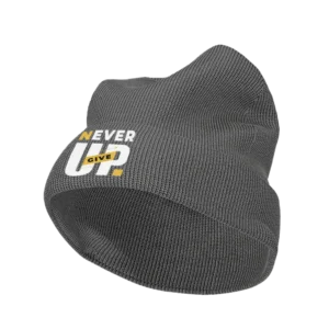 Never Give Up Embroidered Beanie Hat