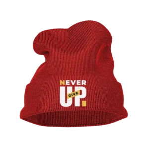 Never Give Up Embroidered Beanie Hat