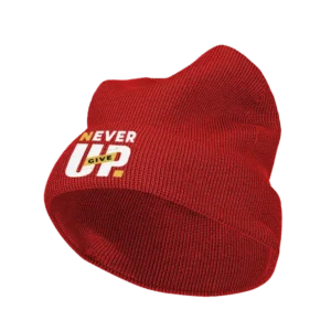 Never Give Up Embroidered Beanie Hat