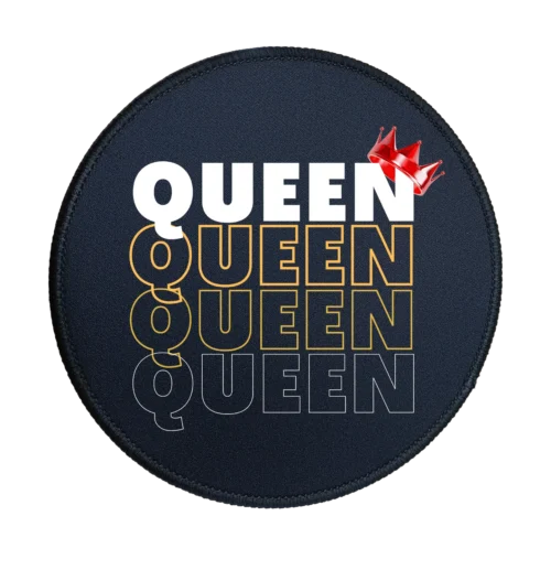 Queen Crown Premium Round Mouse Pad With Stitched Edges
