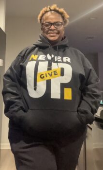 Never Give Up Women’s Hoodie photo review