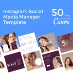 Downloadable Instagram Social Media Manager 50 Template