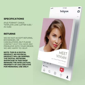 Downloadable Instagram Social Media Manager 50 Template