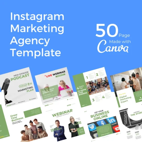 Downloadable Instagram Marketing Agency 50 Templates Bundle
