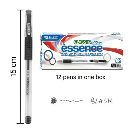 Essence Gel Pen Black w/ Cushion Grip (12/Box)