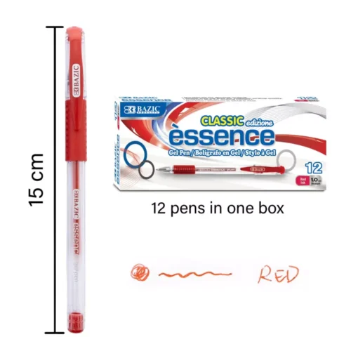 Essence Gel Pen Red w/ Cushion Grip (12/Box)