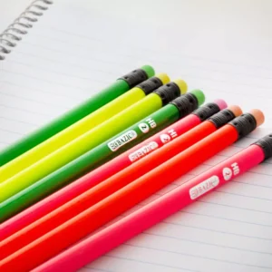 Wood Pencil w/ Eraser Fluorescent (8/pack)