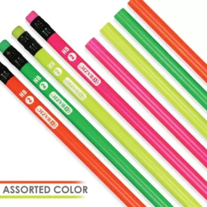 Wood Pencil w/ Eraser Fluorescent (8/pack)