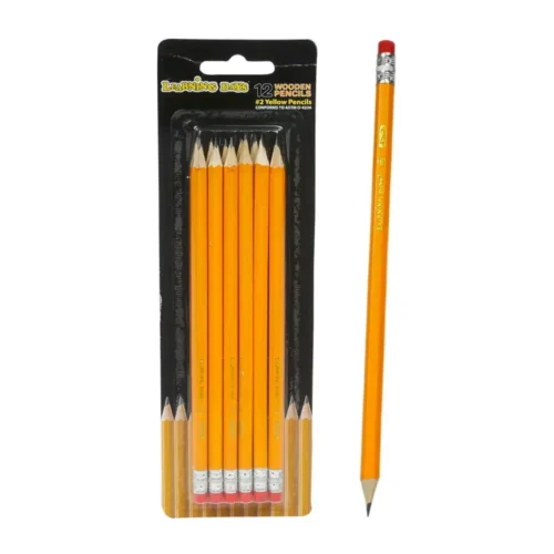 12 ct #2 Yellow Wooden Pencils with Eraser Pack