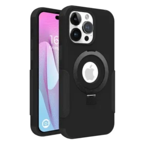 Roughed Case with Kickstand and Magnetic Compatibility for iPhone 15 6.1 / Pro / Pro Max / 6.7 - iPhone 15 6.1", Titanium
