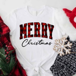 Merry Christmas Matching Shirts - Buffalo Plaid Unisex T-shirt