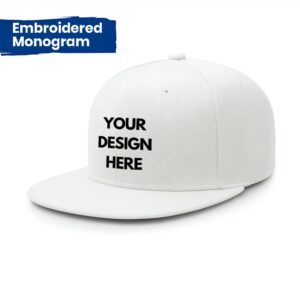 Customized Single Line Embroidered Monogram Flat Bill Hat