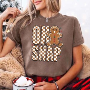 Oh Snap Gingerbread Comfort Colors Christmas Shirt – Trendy Women’s Holiday Tee - Espresso, S