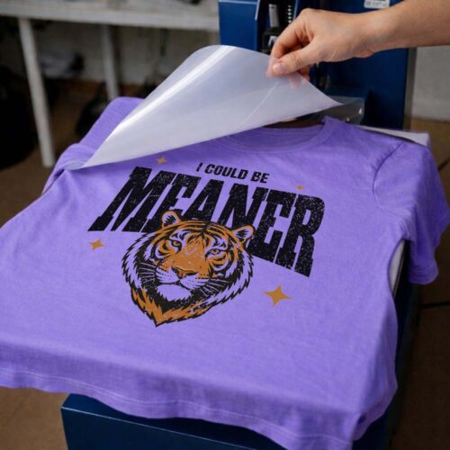 I Could Be Meaner Shirt - Retro Y2K Tiger - DTF Transfer being printed