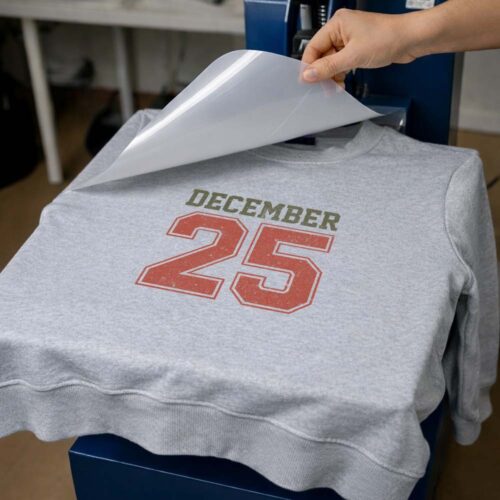 Retro Christmas DECEMBER 25 - DTF Transfer being printed