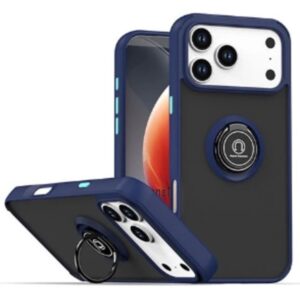 TPU-Frame Navy Blue Color phone case with ring holder