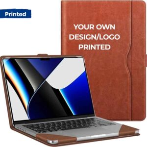 Customizable Printed MacBook Pro 14″ Leather Sleeve Case, PU Folio Protective Cover