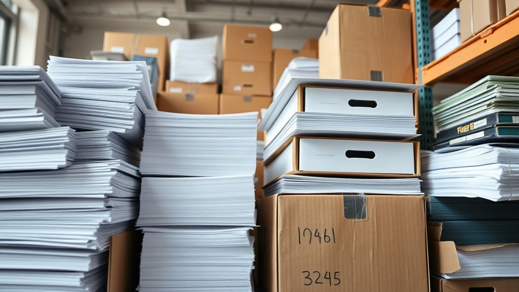 Bulk office supplies including paper, pens and folders delivered to a small business