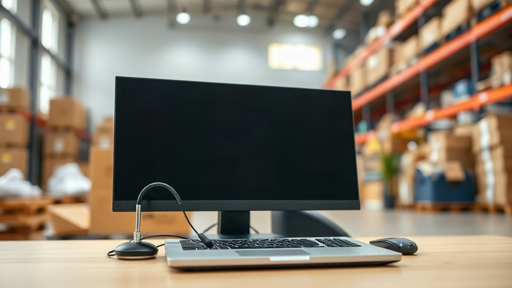 Office desk with laptop, monitor and headset bought on a net-30 business account