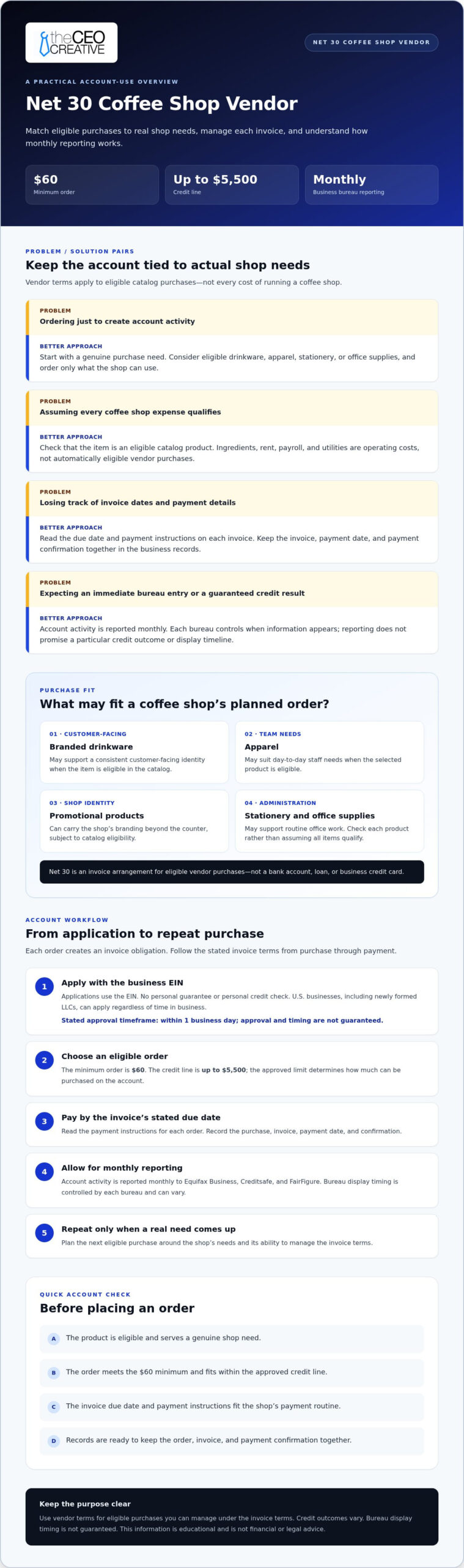 Net 30 Accounts for Coffee Shops: Build Business Credit